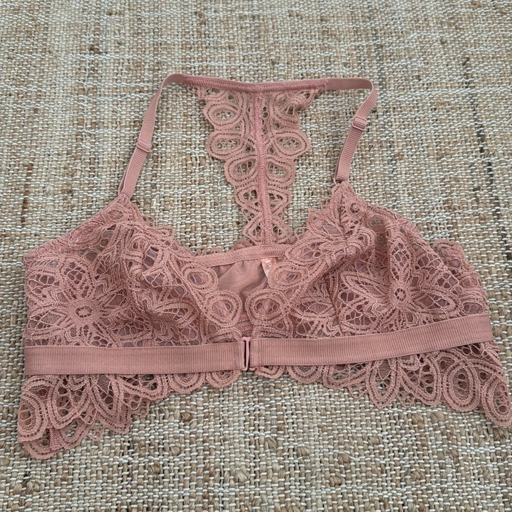 Women’s Thirdlove Boho Lace Front Closure Bralette Small S Cameo Pink Maeuve